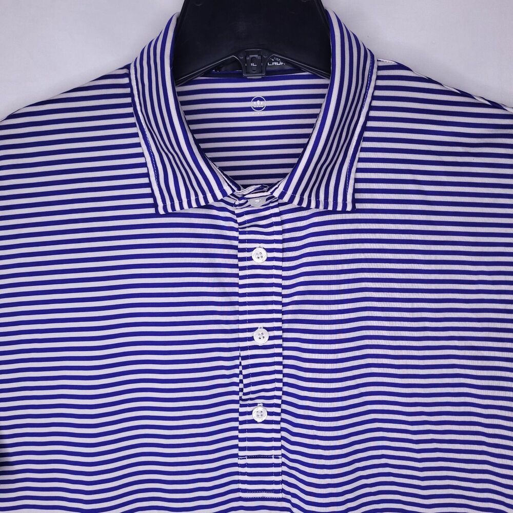 RLX Polo Shirt Mens Medium Striped Blue, White Wicking